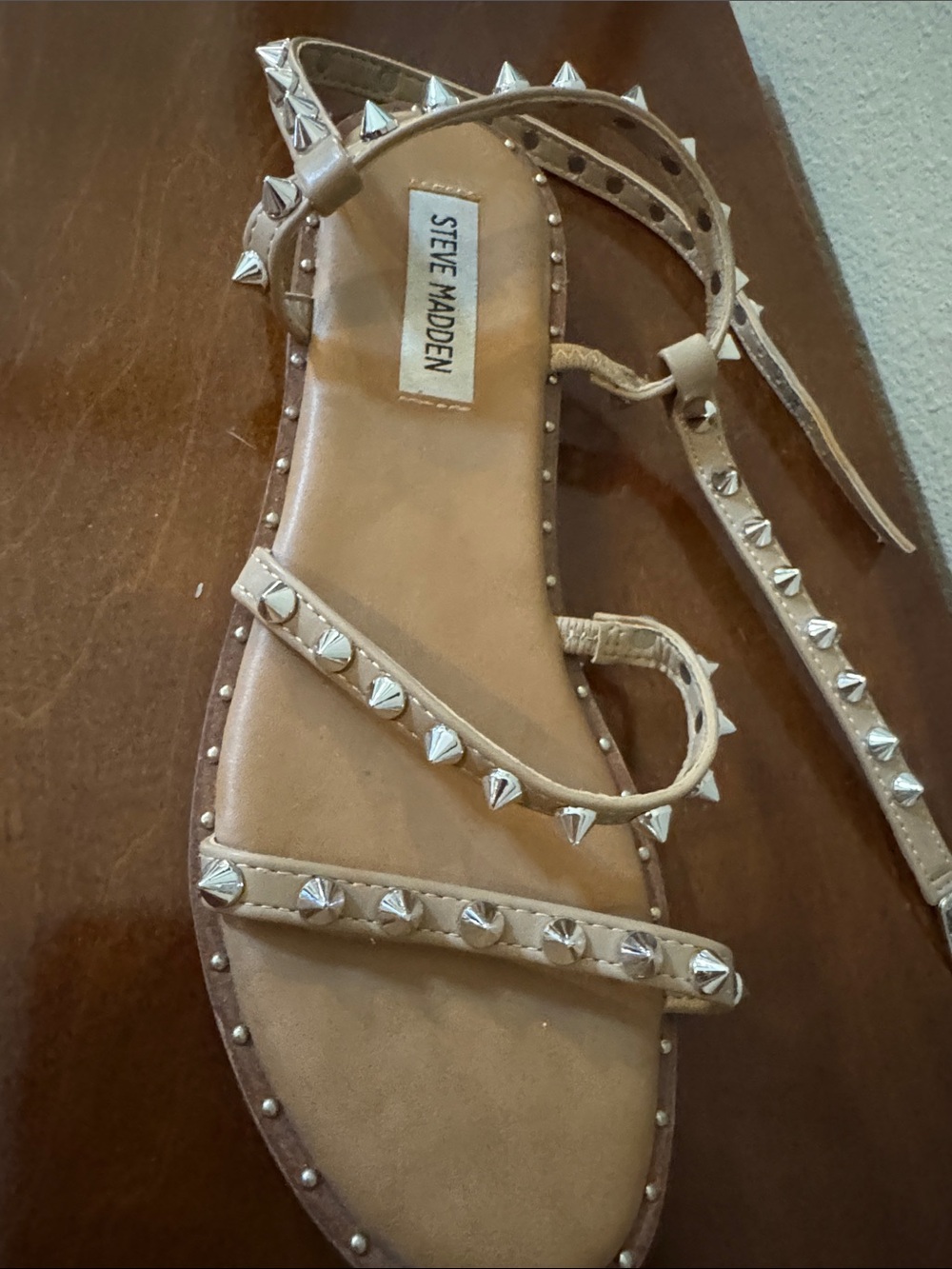 Steve Madden Beige Studded Gladiator Sandal